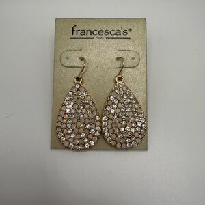 Francesca's Collections Gold and White Teardrop Earrings